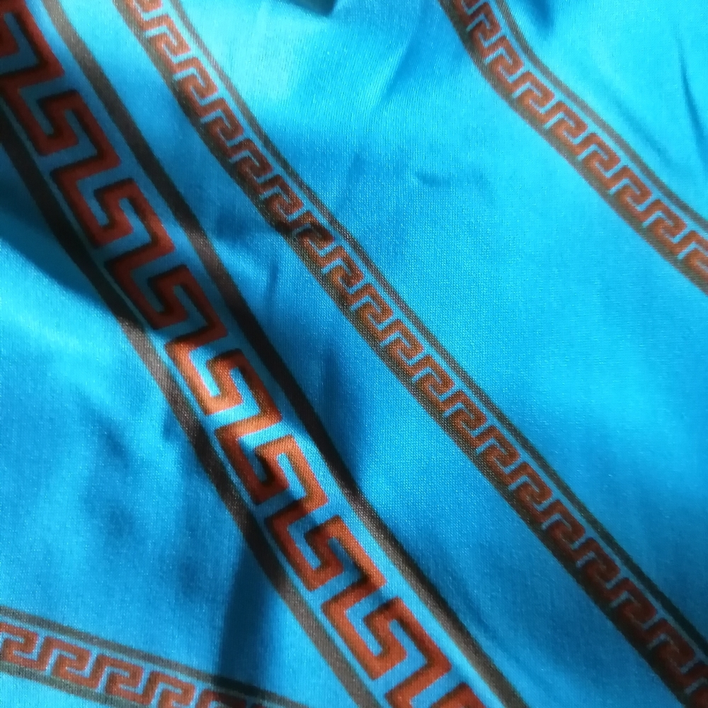 Pierre Cardin Blue Orange Olive Greek Pattern One-Piece Swimsuit - Picture 4 of 12